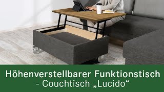 Höhenverstellbarer Funktionstisch  Couchtisch quotLucidoquot  Funktionsvideo [upl. by Atnuahsal]