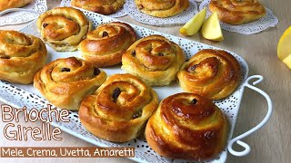 BRIOCHE GIRELLE SOFFICISSIME alle MELE UVETTA AMARETTI CREMA  BRIOCHE ROLL  Tutti a Tavola [upl. by Ynabla952]