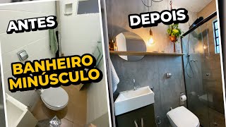 ANTES E DEPOIS  BANHEIRO SUPER PEQUENO  Diy adesivo área molhada [upl. by Jasun]