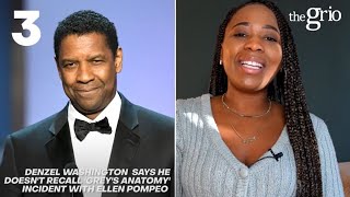 Denzel Washington Says He Doesn’t Recall ‘Grey’s Anatomy’ Incident With Ellen Pompeo  Grio Top 3 [upl. by Cirenoj906]