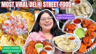 VIRAL DELHI STREET FOOD  Janakpuri Shahi Paneer Chhole Kulche Wrap Hut Best West DELHI Momos [upl. by Aniehs657]