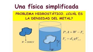 PROBLEMA BÁSICO DE HIDROSTÁTICA CÁLCULO DE LA DENSIDAD DE UN PEDAZO DE METAL [upl. by Anirac]