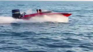 Piranha Espada 480m with 225 hp EVINRUDE V6 tuned [upl. by Niloc744]