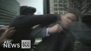 Farright activist Richard Spencer punched during interview  ABC News [upl. by Ellehcar478]