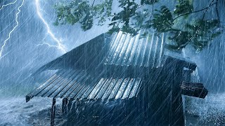 Intense Storm to Sleep Instantly Sleep Fast  Heavy Hurricane Rain on Metal Roof amp Intense Thunder [upl. by Eleynad]