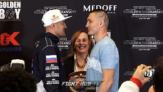 The return Sergey Kovalev vs Vyacheslav Shabranskyy Final Face Off Video [upl. by Adnarym]