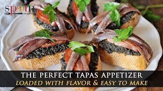 Spanish Montaditos with Black Olive Tapenade amp Anchovies [upl. by Akiehsat214]