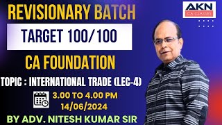 CA FOUNDATION INTERNATIONAL TRADE  LEC4  ADV NITESH KUMAR SIR [upl. by Erej189]