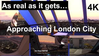 Microsoft Flight Simulator 2020  Landing in London City  UK Update  Airbus A32NX  CINEMATIC 4K [upl. by Edeline]