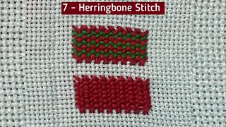 7  Herringbone Stitch Needlepoint Stitch tutorial needlework embroiderystitches canvasstitch [upl. by Iolande]