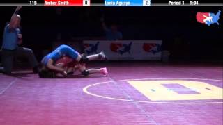 Fargo 2012 115 7th Place Match Amber Smith Michigan vs Lania Aguayo California [upl. by Chow]