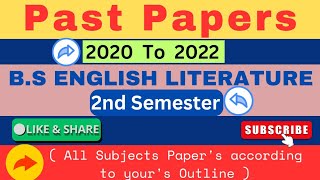 English Literature Past papers 2nd Semester  BS English literature Second Semester past papers [upl. by Beker]