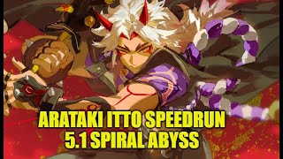 Top 1 Arataki Itto speedrun 51 Spiral Abyss Top Half Continuous 75s [upl. by Keon903]