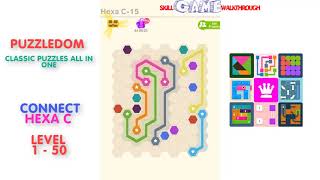 Puzzledom  Connect Hexa C Level 1  50  Walkthrough [upl. by Ylam]