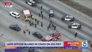 LAPD officer injured in crash on 405 Freeway [upl. by Leehar]