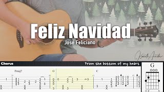 Feliz Navidad  José Feliciano  Fingerstyle Guitar  TAB  Chords  Lyrics [upl. by Audun422]