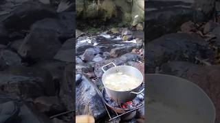 One Man Pot at owia waterfall StVincent tourist caribbean adventure outdoorcooking travel [upl. by Namien]