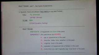 PAST TENSE part 1 TWO TYPES preterite and imperfect [upl. by Lachlan]