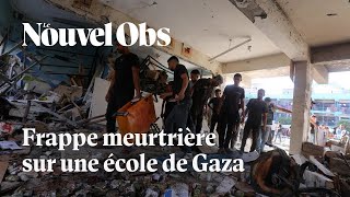 A Gaza un lourd bilan après une frappe sur une école abritant des déplacés [upl. by Lowson]