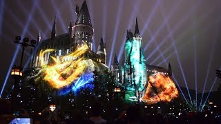 Nighttime Lights at Hogwarts Show Wizarding World of Harry Potter Universal Studios Hollywood [upl. by Aisitel]