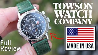 TOWSON WATCH COMPANY Made in USA Cockpit Moon Automatic Moonphase Chronograph  Full Review [upl. by Aryn191]