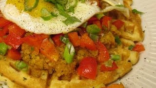 Crawfish and Sausage Garlic herb waffles [upl. by Araik332]