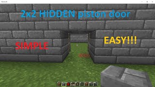 HIDDEN DOOR 2x2 Flush piston door SUPER SIMPLE and EASY Tutorial Minecraft Bedrock [upl. by Audun]