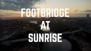 Drone flight around Sunderland Footbridge at sunrise [upl. by Fee643]