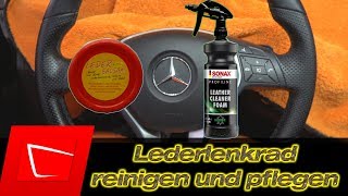 Mercedes Lederlenkrad reinigen und pflegen  Sonax Leather Cleaner Foam und Leder Balsam im Test [upl. by Keeton]