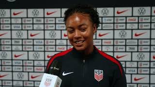 USWNT FORWARD JAEDYN SHAW talks prior to second game against Iceland [upl. by Pompei128]