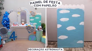 PAINEL NUVEM DE PAPELÃO  COMO FAZER PAINEL DE PAPELÃO  DECORAÇÃO DE ASTRONAURA COM PAPELÃO [upl. by Leann]