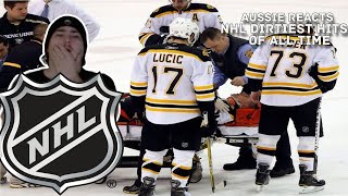 Australian reacts NHL Dirtiest Hits Of All Time  Reacts [upl. by Hodges509]