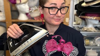 Hat making with kids or how to make a Sinamay bow headband with Elena Shvab Millinery London [upl. by Wollis358]