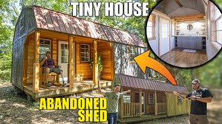 Abandoned Shed Converted Into a TINY HOUSE in Under 20 Minutes SHED TO HOUSE CONVERSION [upl. by Aiva]