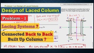 Problem 1 Design of Laced Column  Design of Column  Section Connected Back to Back [upl. by Riatsala334]