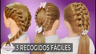 3 PEINADOS para NIÑAS con TRENZAS FACILES y RAPIDOS de HACER [upl. by Dehnel]