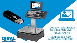 Cómo hacer copias de seguridad y restauración de datos en balanzas Dibal Star Color mediante USB [upl. by Iredale]