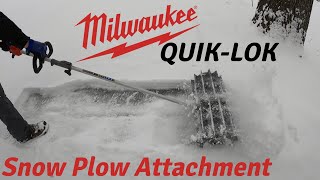 Snow Shovel OR Milwaukee Rubber Broom QuikLok Attachment HOW QUIK DOES IT PLOW THROUGH THE SNOW [upl. by Ennaimaj]