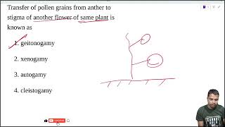 Transfer of pollen grains from anther to stigma of another flower of same plant is known as [upl. by Thirza]