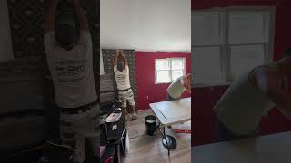 Accent wall install carlsonpaintandpaper wallpaper helping a friend buddies friends [upl. by Markowitz]