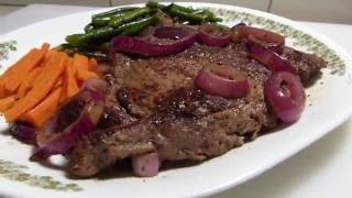 Rib Eye Steak With Onions Fast Easy and Delicious [upl. by Nanreik]