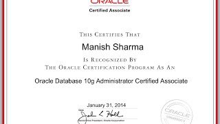 First look ORACLE CERTIFIED ASSOCIATE OCA CERTIFICATE  ORACLE DATABASE ADMINISTRATOR [upl. by Sackman872]