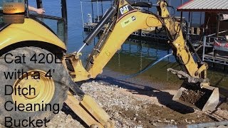 Cat 420E at the Marina with a 4 Ditch Cleaning Bucket [upl. by Irme]