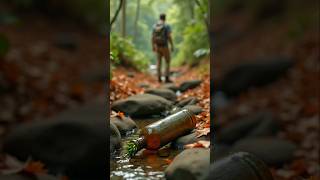 Obtaining pure water in outdoor using resources found in the camp🏕️🍶 lifehacks survival camping [upl. by Aronek295]