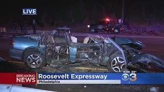 MultiVehicle Crash Shuts Down Part Of Roosevelt Boulevard Expressway [upl. by Jillian512]