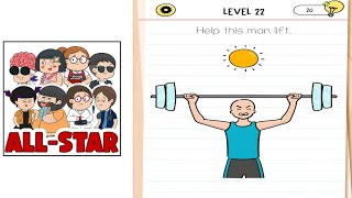 Brain test all star level 22 help this man lift Gameplay walkthrough solution [upl. by Stilla]