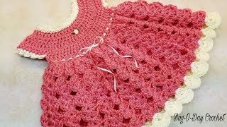 Crochet Baby Dress 06 months Bag O day Crochet Tutorial 375 [upl. by Tenom]