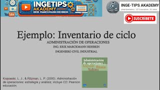 Ejemplo Inventario de ciclo en planeación de inventarios y dimensionamiento de lotes [upl. by Gannie]