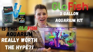 GloFish 3 Gallon Aquarium Kit UNBOXING SETUP AND REVIEW With Filter and LED Lights [upl. by Hermina]