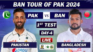 PAKISTAN vs BANGLADESH 1st TEST DAY 4 LIVE COMMENTARY  PAK vs BAN TEST MATCH LIVE 2024  SESSION 1 [upl. by Elyrrad186]